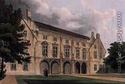 Exterior of Magdalene College Library, Cambridge, from 'The History of Cambridge', engraved by Joseph Constantine Stadler (fl.1780-1812), pub. by R. Ackermann, 1815 - William Westall