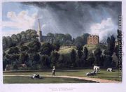 Harrow Church and School from near the Cricket Grounds, from History of Harrow School, part of History of the Colleges, engraved by Joseph Constantine Stadler (fl.1780-1812) pub. by R. Ackermann, 1816 - William Westall