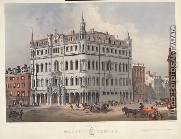 The new Masonic Temple, Boston, egnraved by J.H Bufford, 1865 - (after) Wheelock, Merrill G.