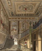 The Great Staircase at Kensington Palace From Pynes Royal Residences, engraved by Richard Reeve (b.1780) published in 1819 - Charles Wild