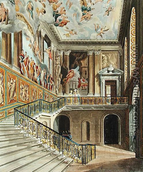 The Great Staircase at Hampton Court Palace from Pyne