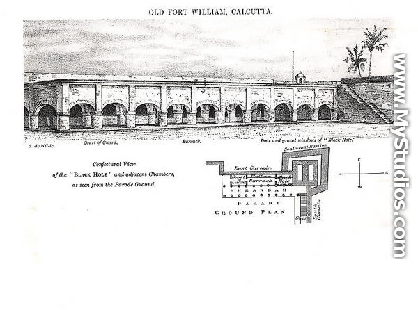 Old Fort William, Calcutta, with a Conjectural View of the 