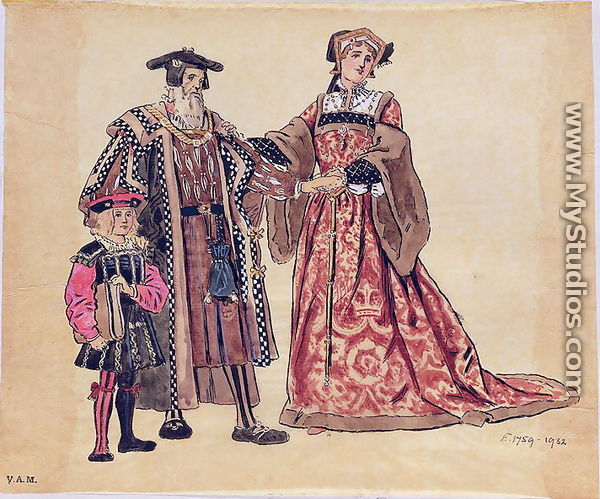 Rosalind and the Old Duke, costume design for "As You Like It", produced by R. Courtneidge at the Princes Theatre, Manchester - C. Wilhelm