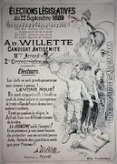 Poster promoting the election of the artist in the Legislative Elections of September 1889 - Adolphe Willette