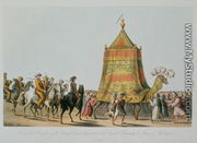 View of the Procession of the Sacred Camel preparatory to the Annual Pilgrimage to Mecca and Medina, pub. 1822 - (after) Willyams, Cooper
