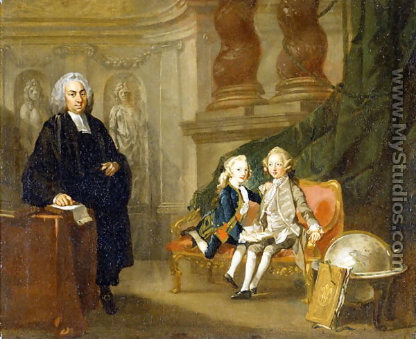 Prince George (1738-1820) and Prince Edward Augustus (1739-67) Sons of Frederick (1707-51) Prince of Wales, with their tutor Dr Francis Ayscough, c.1748-49 - Richard Wilson