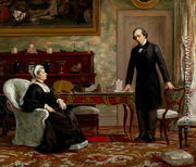 Peace with Honour - Queen Victoria (1819-1901) with Benjamin Disraeli (1804-81) following the signing of the Berlin Treaty in 1878 - Theodore Blake Wirgman