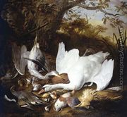 Still Life of Swan and Game in a Landscape - Jan de Wit