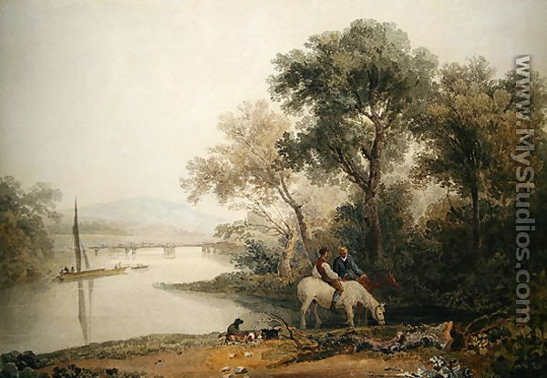 Rustics watering their Horses at a River