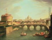 A View of Rome with the Bridge and Castel St. Angelo by the Tiber - Caspar Andriaans Van Wittel