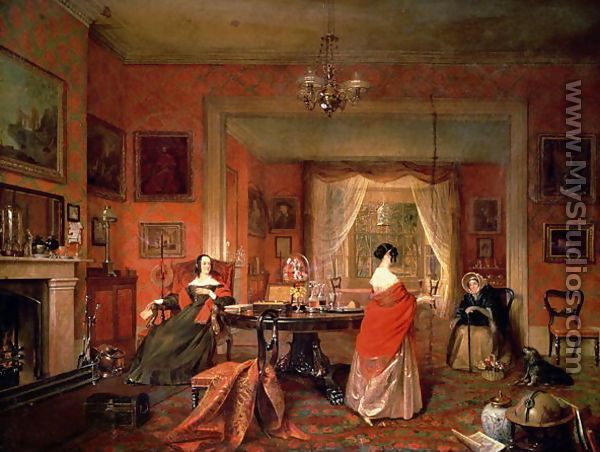 Three ladies in a drawing room interior - Pieter Christoffel Wonder