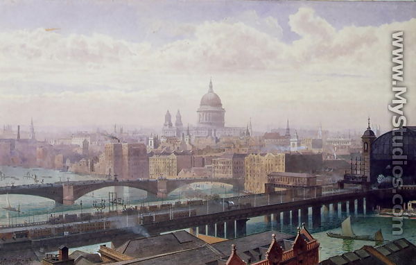 	View of London showing St Paul