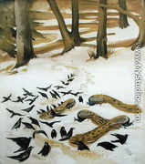 Birds Feeding in the Snow - Madeline Wyndham