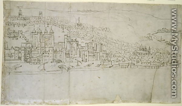 The Tower of London, from The Panorama of London, c.1544 - Anthonis van den Wyngaerde