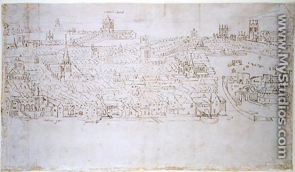 Billingsgate to Tower Wharf, from The Panorama of London, c.1544 - Anthonis van den Wyngaerde