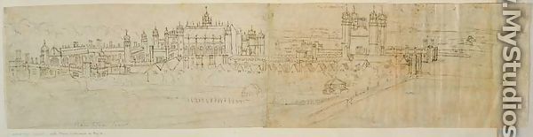 View of Hampton Court from the North, from The Panorama of London, c.1544 - Anthonis van den Wyngaerde
