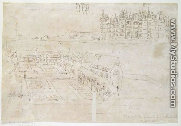 Privy Gardens, Richmond Palace, from The Panorama of London, c.1544 - Anthonis van den Wyngaerde
