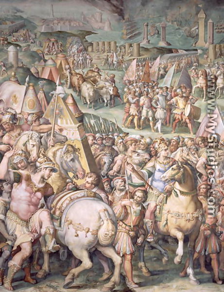 The Siege of Livorno by Maximilian I (1459-1519) from the Salone dei Cinquecento, 1555-72 - Giorgio Vasari