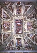 The ceiling of the Sala di Cosimo Il Vecchio showing Cosimo de' Medici (1389-1464) returning from exile in 1434, c.1560 - Giorgio Vasari