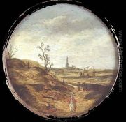 An extensive landscape with travellers on a road - Esaias II van de Velde