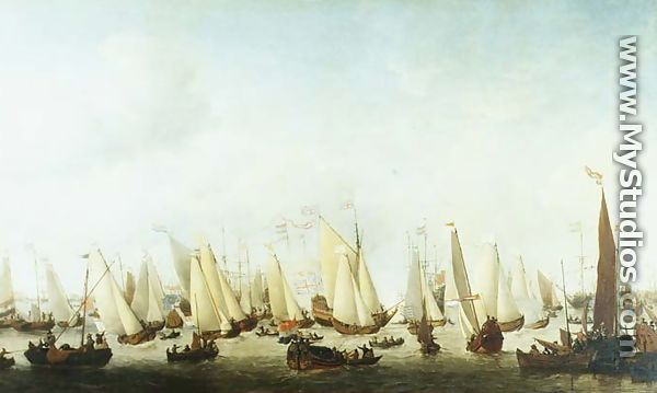 Embarkation of Charles II at Scheveningen, 1660 - Willem van de, the Younger Velde