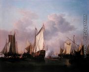 A States yacht and other Vessels in a very light air, c.1655 - Willem van de, the Younger Velde