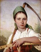 Peasant Woman with a Scythe and Rake, c.1825 - Aleksei Gavrilovich Venetsianov