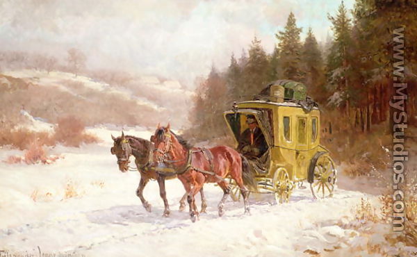 The Post Coach in the Snow - Fritz van der Venne