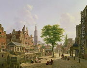Dutch town scene with canal - Jan Hendrik Verheyen