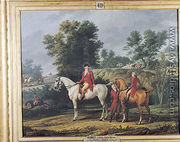Philippe Egalite 1747-93 Duke of Orleans and his son Louis-Philippe 1773-1850 Duke of Chartres leaving for the Hunt, 1788 - Carle Vernet