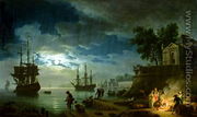 Night A Port in the Moonlight, 1748 - Claude-joseph Vernet