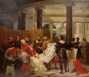 Pope Julius II ordering Bramante, Michelangelo and Raphael to construct the Vatican and St. Peters, 1827 2 - Horace Vernet