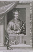 Henry II 1133-89 King of England from 1154, from the effigy on his monument at Fontevrault in Anjou, engraved by the artist - George Vertue