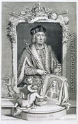 Henry VII 1457-1509 King of England from 1485, after a portrait in the Royal Collection, engraved by the artist - George Vertue
