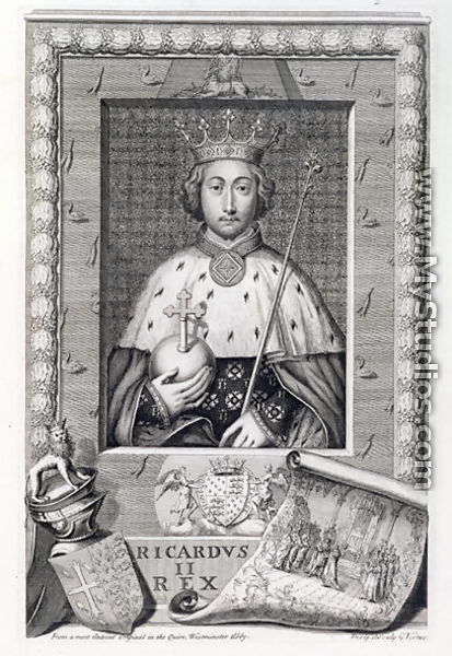 Richard II 1367-1400 King of England 1377-99, after a painting in Westminster Abbey, engraved by the artist - George Vertue