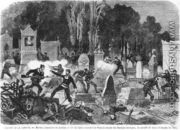 Agony of the Commune, last fights in the Cemetery of Pere Lachaise, engraved by Louis Joseph Amedee Daudenarde d.1907 illustration from Le Monde illustre, 27th May 1871 - Daniel Urrabieta Vierge