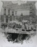 The Temple of Vulcan with the Death of Radames and Aida, scene from Act IV of Aida by Guiseppe Verdi 1813-1901 engraved by Fortune Louis Meaulle, 1871 - Daniel Urrabieta Vierge