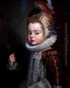 A Portrait of a Child Holding a Racket - Cornelis De Vos