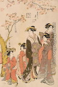 Courtesans strolling beneath cherry trees, c.1789 - Kitagawa Utamaro