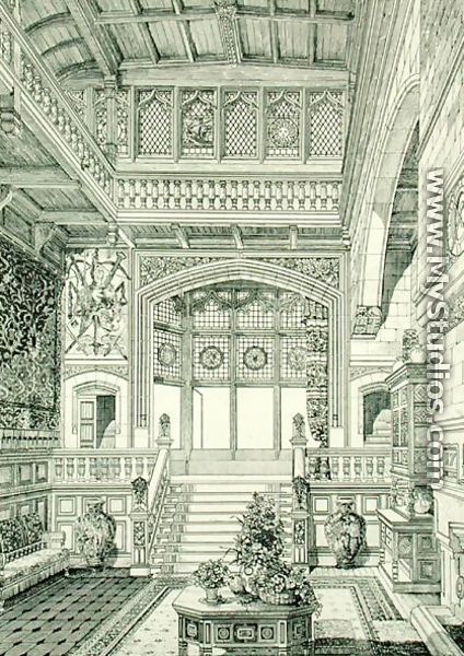 Hall and Staircase, from Examples of Ancient and Modern Furniture, 1876 - Bruce James Talbert