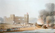 The Attack on the Fort of Luft, November 27th 1809, from Sixteen Views of Places in the Persian Gulph, taken in the Years 1809-10 illustrative of the Proceedings of the Forces employd on the expedition sent from Bombay, engraved by I. Clark, published - (after) Temple, R.