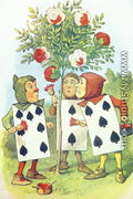 The Playing Cards Painting the Rose Bush, illustration from Alice in Wonderland by Lewis Carroll 1832-9 - John Tenniel