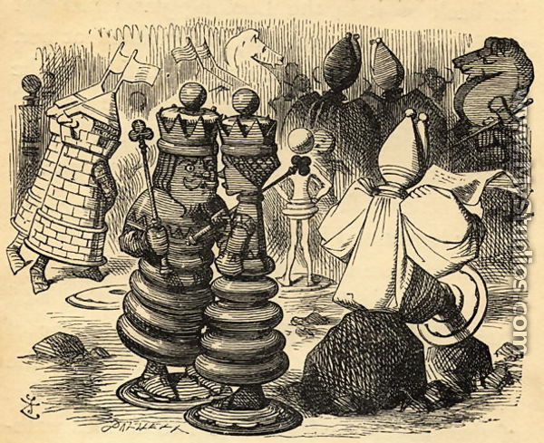 The Chess Players, illustration from Through the Looking Glass by Lewis Carroll 1832-98 first published 1871 - John Tenniel