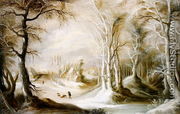 Winter landscape with a peasant walking through snow - Winter Landscapes The Master of the