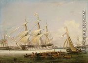A Three-Decker Entering Portsmouth Harbour, 1836 - Lieutenant Robert Strickland Thomas