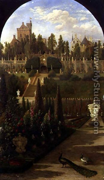 Drummond Castle, Perthshire, seen from the Gardens, 1847 - Jacob Thompson