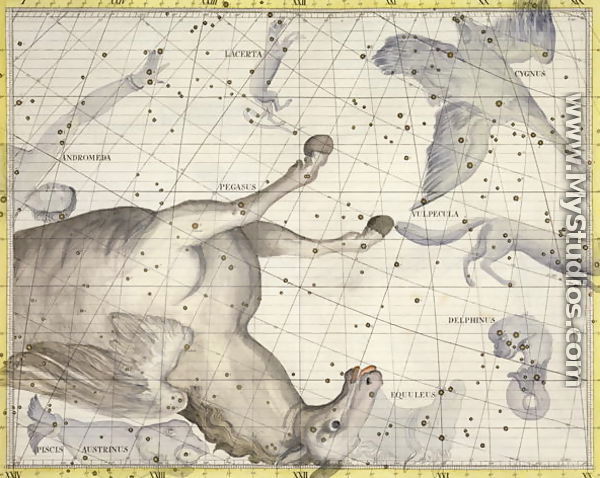 Constellation of Pegasus, plate 25 from Atlas Coelestis, by John Flamsteed 1646-1710, published in 1729 - Sir James Thornhill