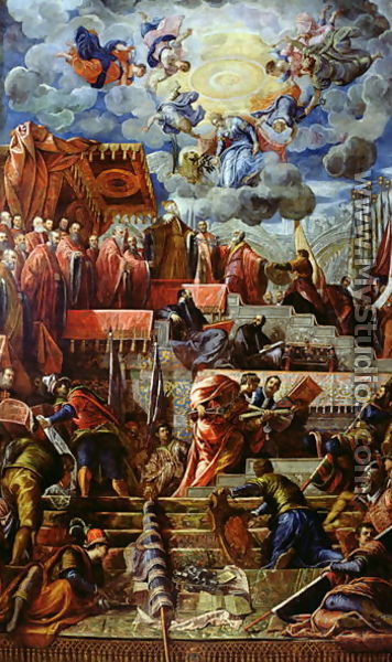 Doge Niccolo da Ponte Receiving a Crown of Laurels from the City of Venice - Jacopo Tintoretto (Robusti)