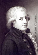 Portrait of Wolfgang Amadeus Mozart 1756-91 Austrian composer, engraved by Lazarus Gottlieb Sichling 1812-63 - Johann Heinrich Wilhelm Tischbein