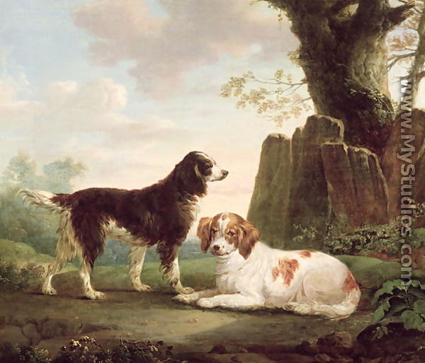 Two spaniels in a landscape - Charles Towne
